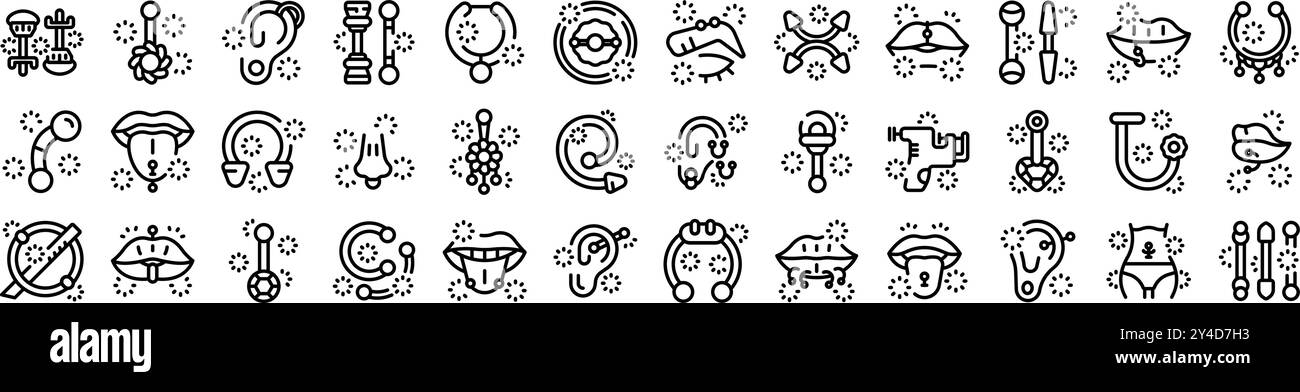 Piercing jewelry icons set. This set of icons offers a variety of ...