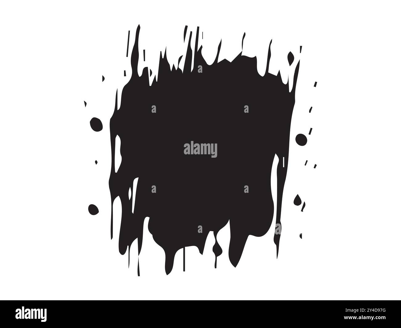 Abstract black ink blot silhouette isolated on a white background