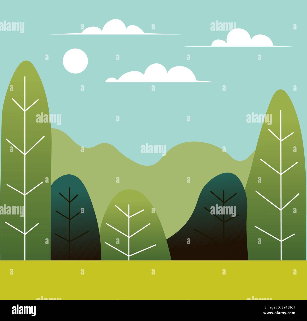 Scenic Forest With Mountains vector Stock Vector Image & Art - Alamy