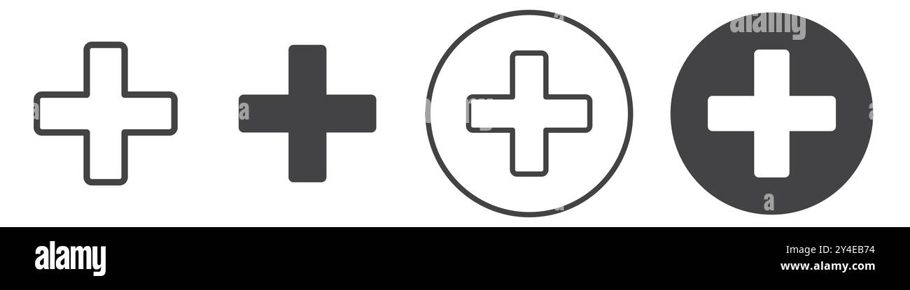 Add icon set in thin line outline style and linear vector sign Stock ...