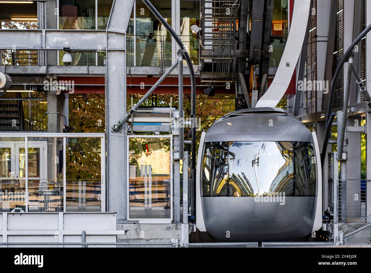 Portland Aerial Tram - modern slick design with rounded shapes mounted ...