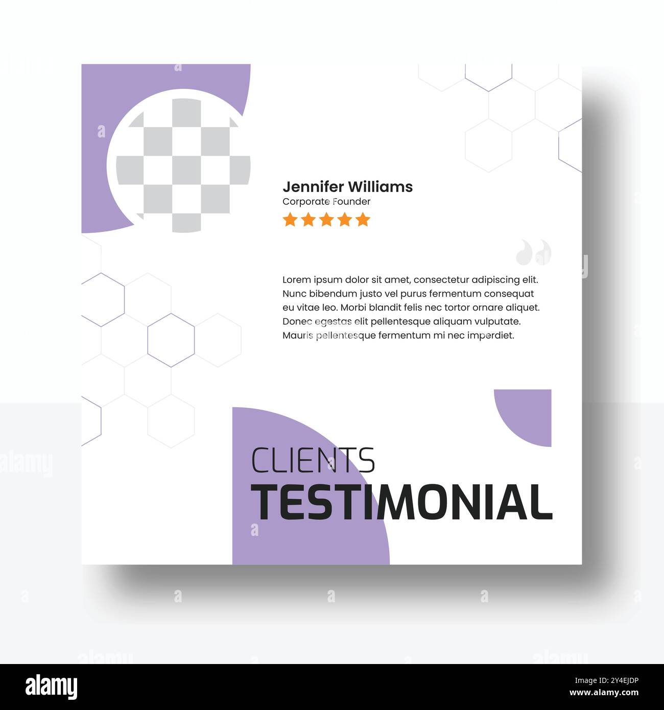 Business testimonial template design and customer feedback layout