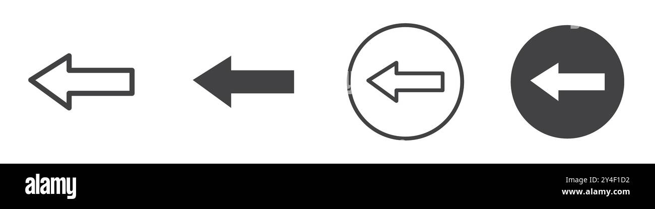 Arrow left icon set in thin line outline style and linear vector sign ...