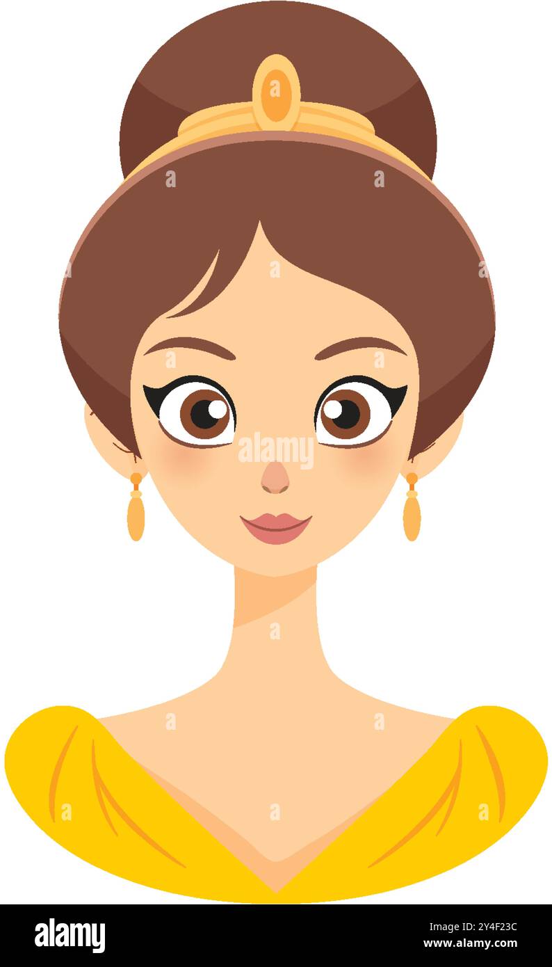 Illustration of a princess with brown hair Stock Vector Image & Art - Alamy