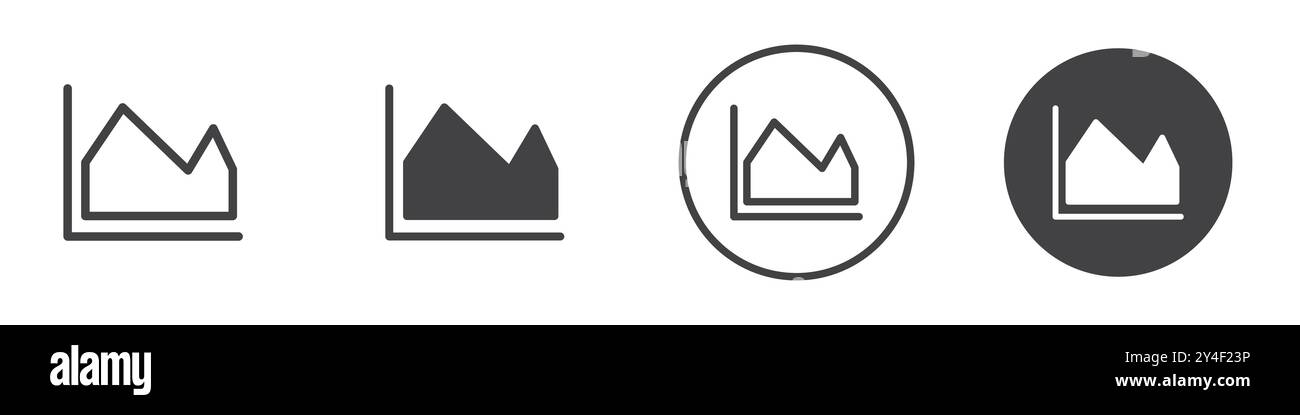 Area Chart Icon set in thin line outline style and linear vector sign Stock Vector