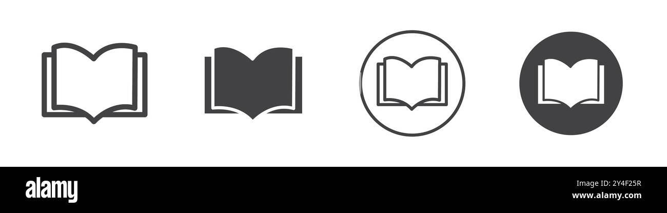 Book icon set in thin line outline style and linear vector sign Stock ...