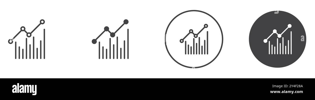 Chart icon set in thin line outline style and linear vector sign Stock ...