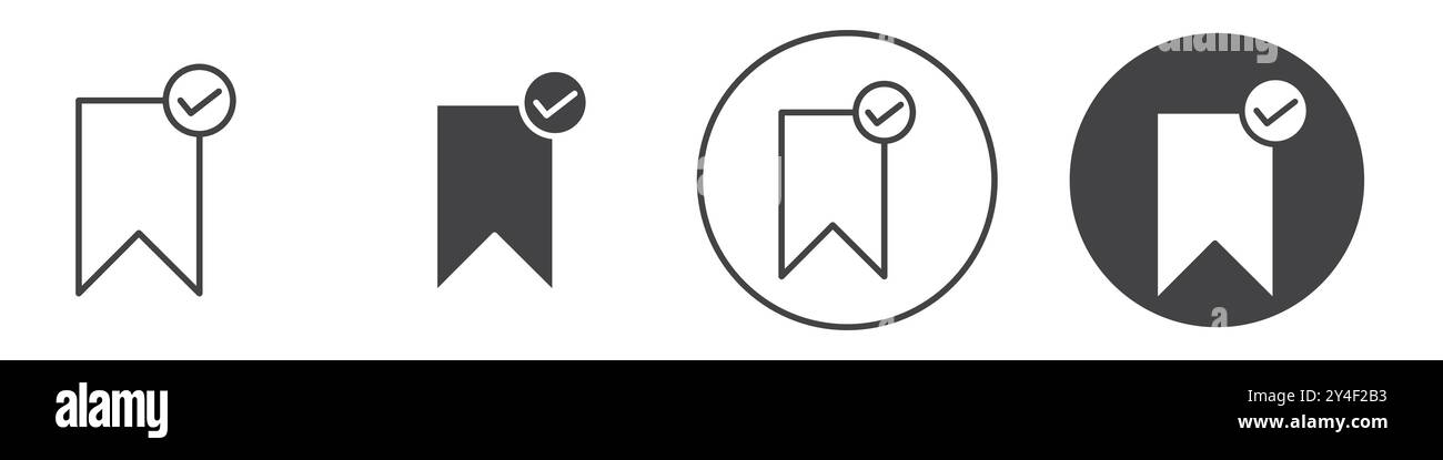 Bookmark icon set in thin line outline style and linear vector sign ...