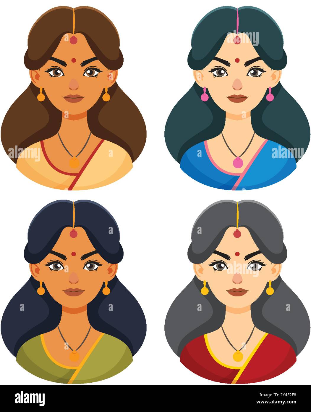 Portrait indian woman in saree Stock Vector Images - Alamy