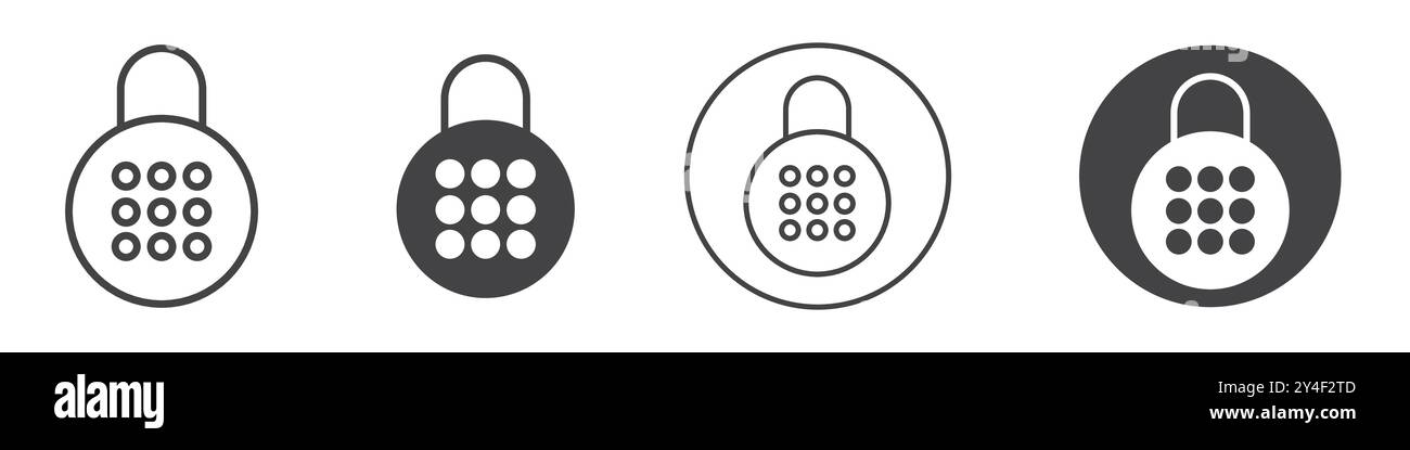Code lock icon set in thin line outline style and linear vector sign Stock Vector