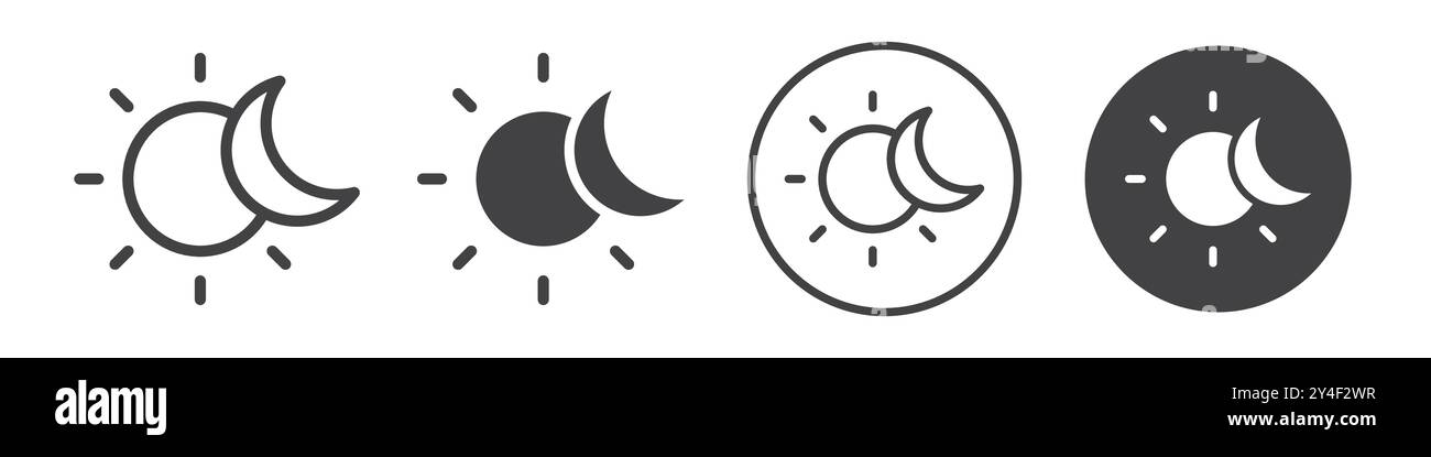 Eclipse icon set in thin line outline style and linear vector sign ...