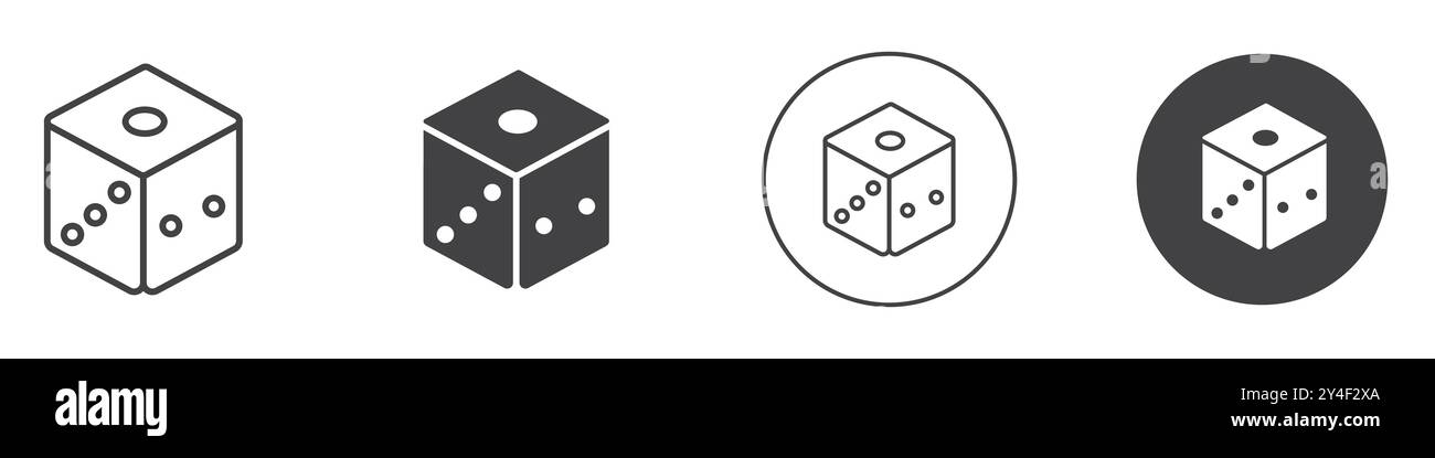 Dice Icon set in thin line outline style and linear vector sign Stock Vector