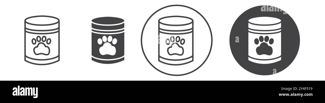 Dog food icon set in thin line outline style and linear vector sign ...