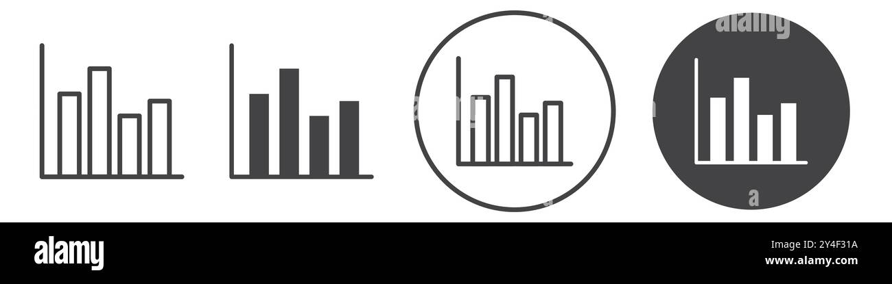 Chart histogram icon set in thin line outline style and linear vector sign Stock Vector