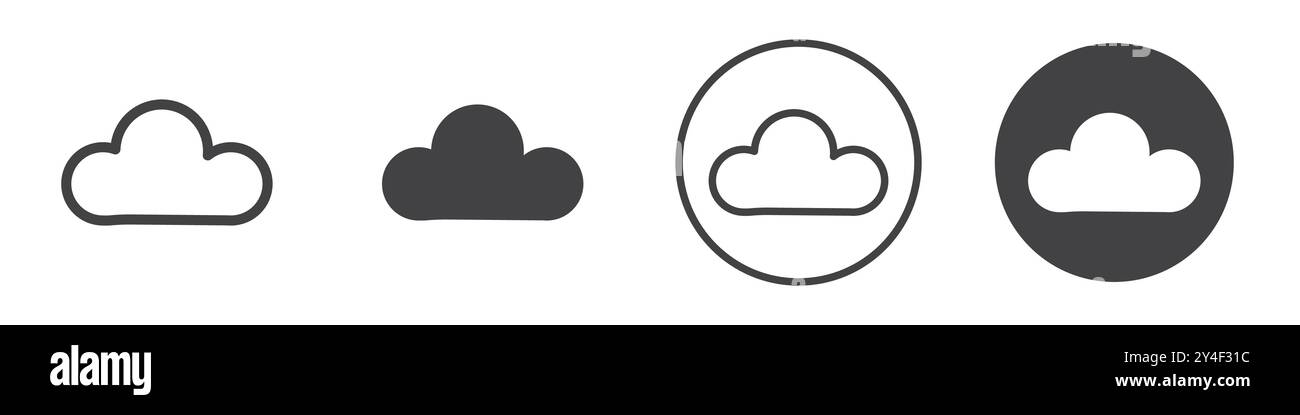 Cloud icon set in thin line outline style and linear vector sign Stock ...