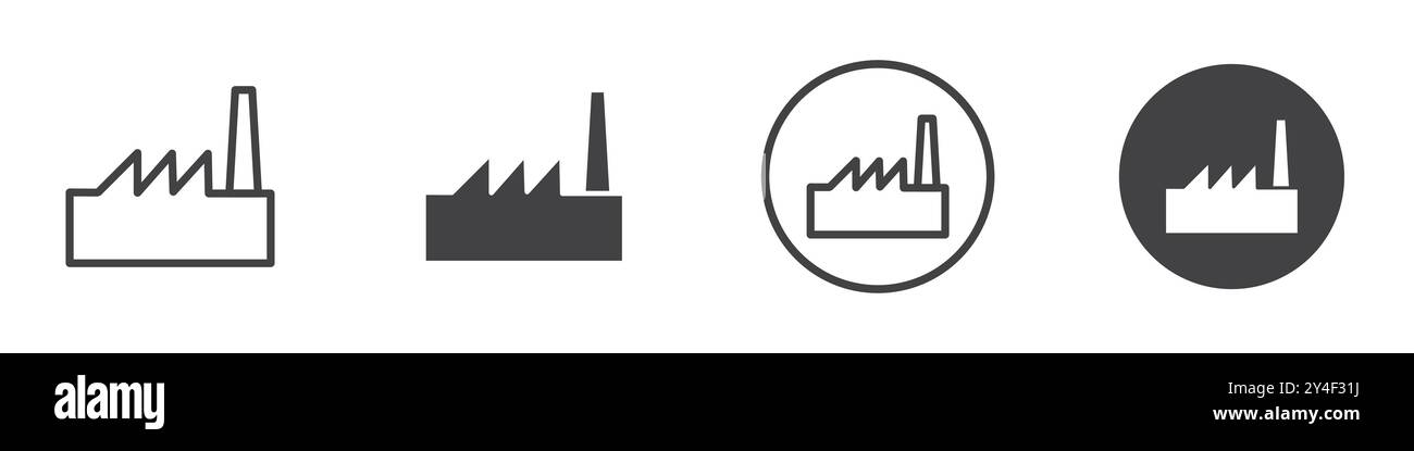 Factory icon set in thin line outline style and linear vector sign ...