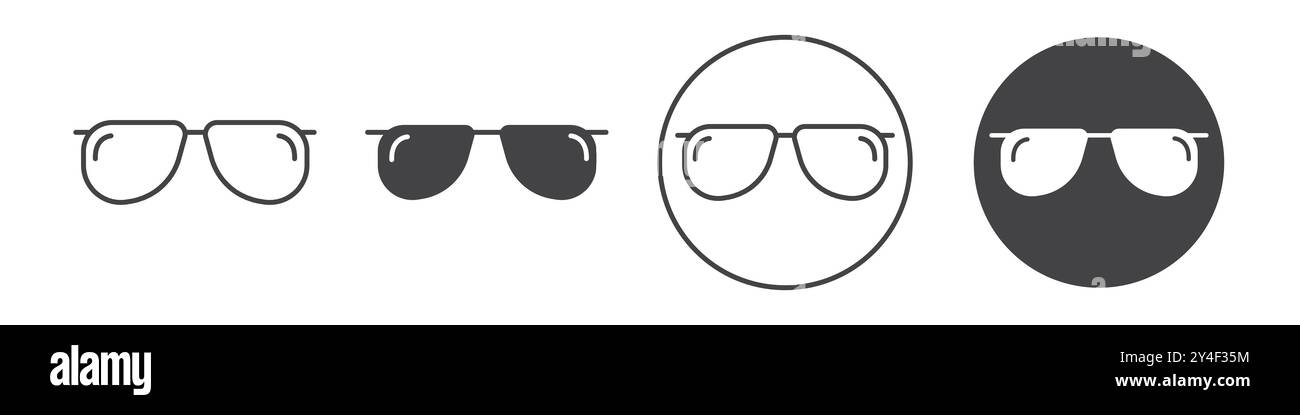Glasses icon set in thin line outline style and linear vector sign ...