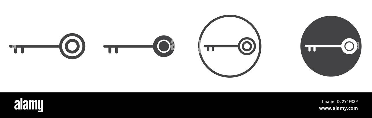 Key icon set in thin line outline style and linear vector sign Stock Vector