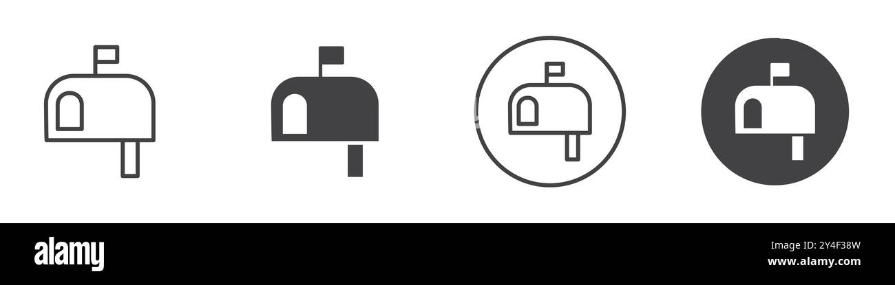 Mailbox icon set in thin line outline style and linear vector sign ...