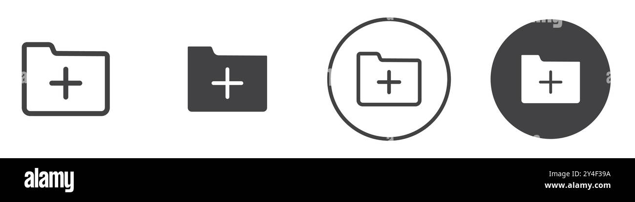 Create folder icon set in thin line outline style and linear vector ...