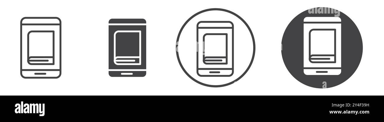 Ebook icon set in thin line outline style and linear vector sign Stock ...
