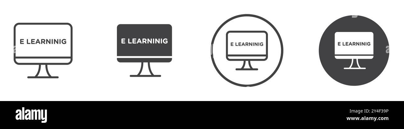 E learning icon set in thin line outline style and linear vector sign ...