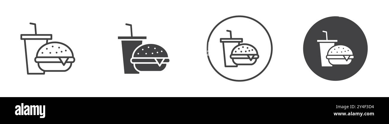 Food icon set in thin line outline style and linear vector sign Stock ...