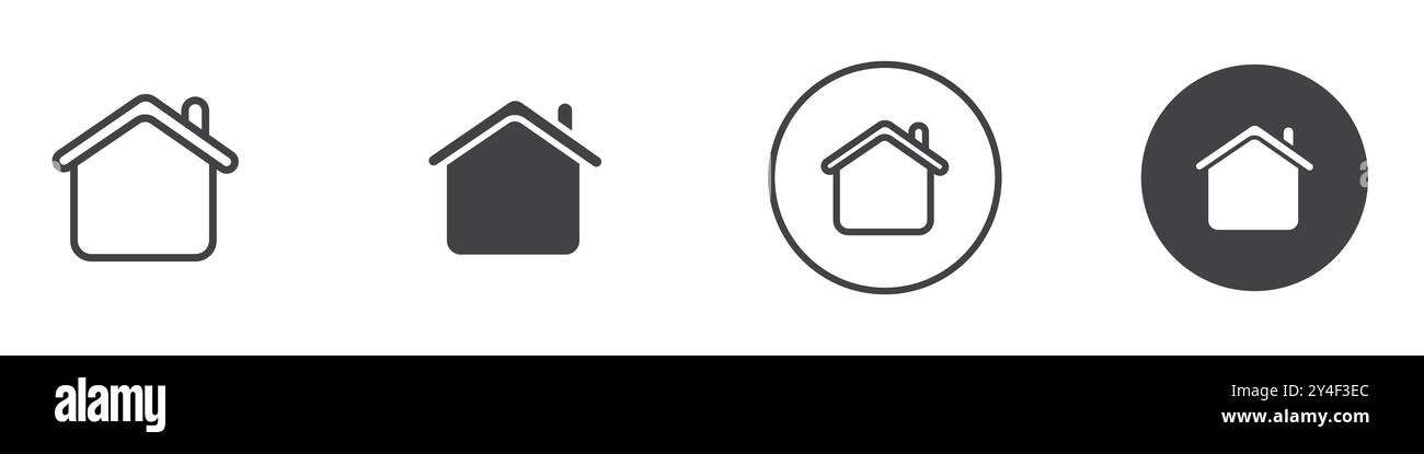 House icon set in thin line outline style and linear vector sign Stock ...