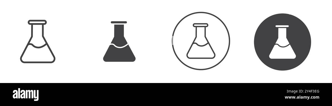 Flask icon set in thin line outline style and linear vector sign Stock ...