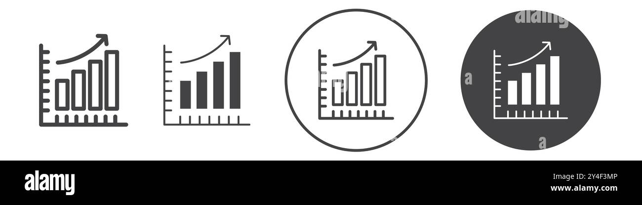 Growth Chart icon set in thin line outline style and linear vector sign ...