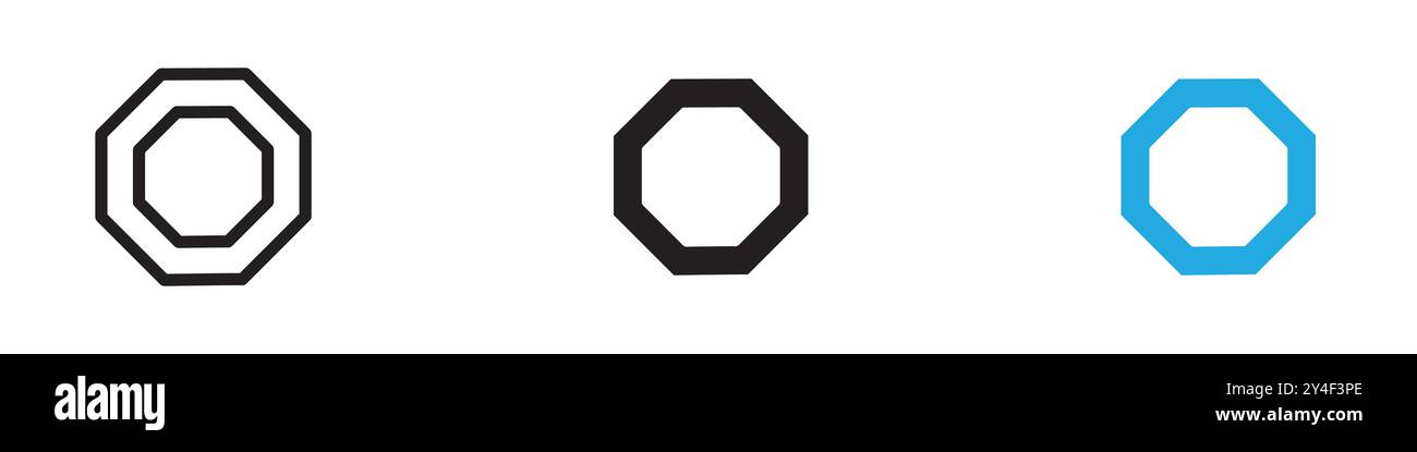 Octagon icon set in thin line outline style and linear vector sign ...