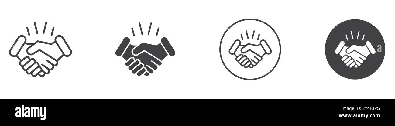 Handshake icon set in thin line outline style and linear vector sign ...
