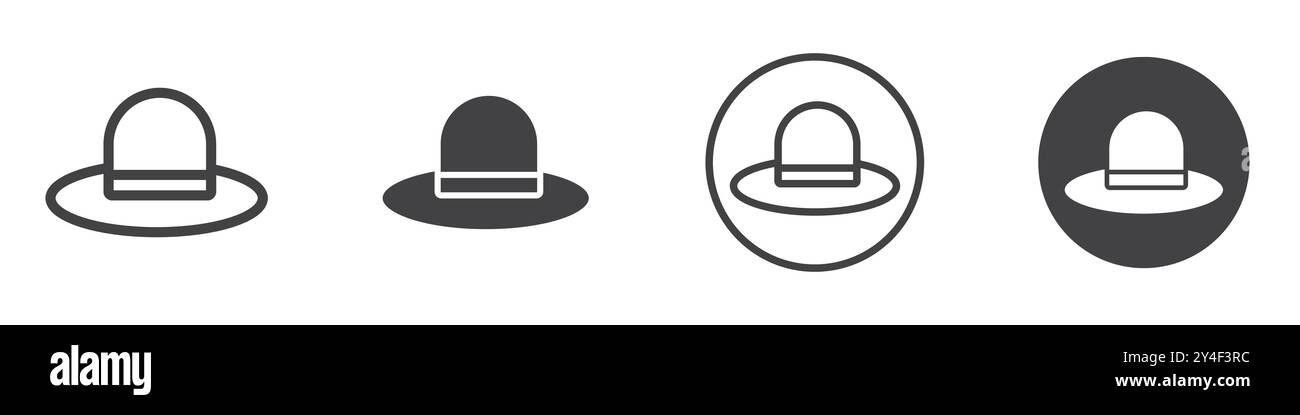 Hat Icon set in thin line outline style and linear vector sign Stock Vector