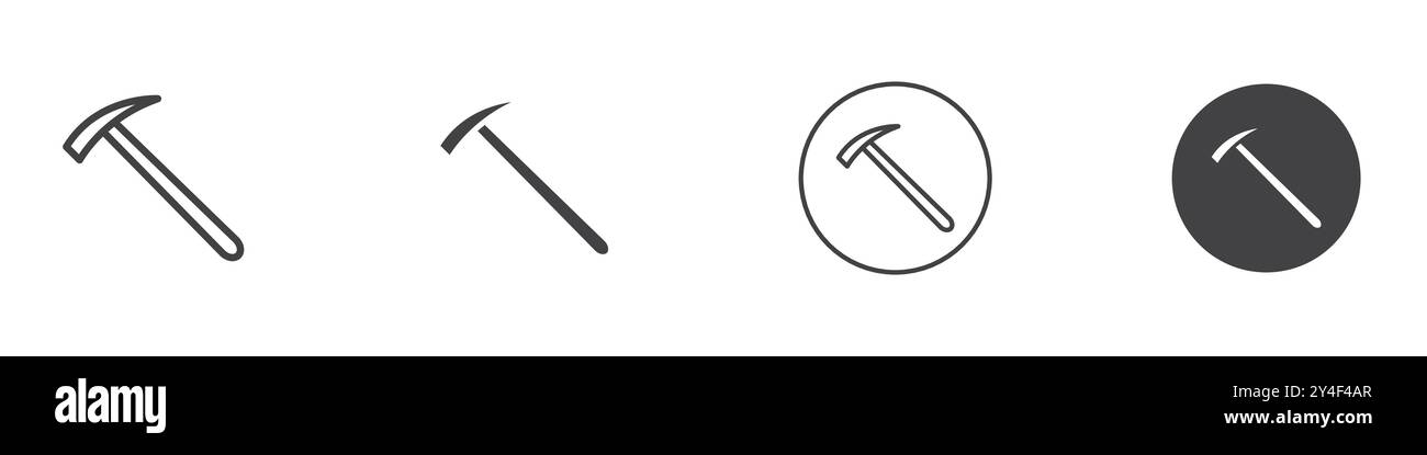 Hammer icon set in thin line outline style and linear vector sign Stock Vector