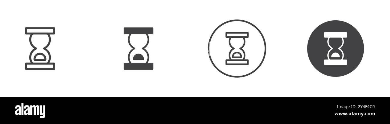 Hourglass icon set in thin line outline style and linear vector sign ...
