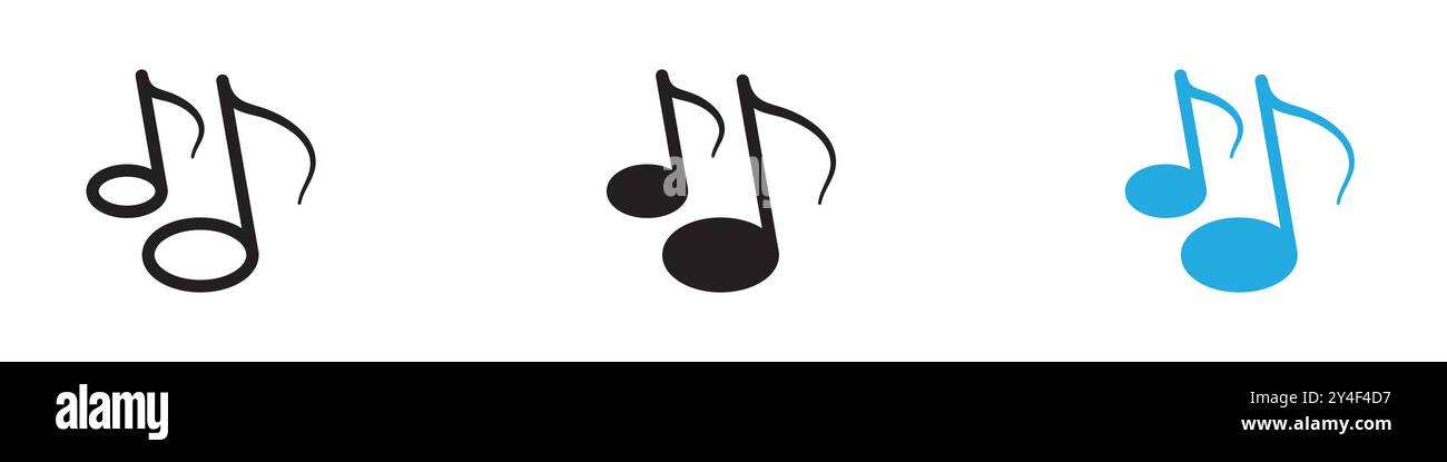 Music note icon set in thin line outline style and linear vector sign ...