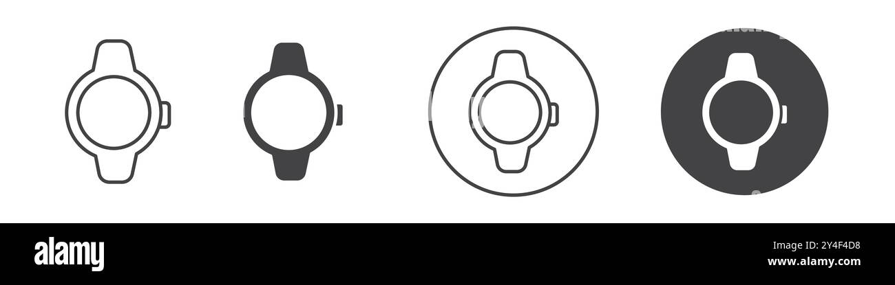 Smartwatch icon set in thin line outline style and linear vector sign ...