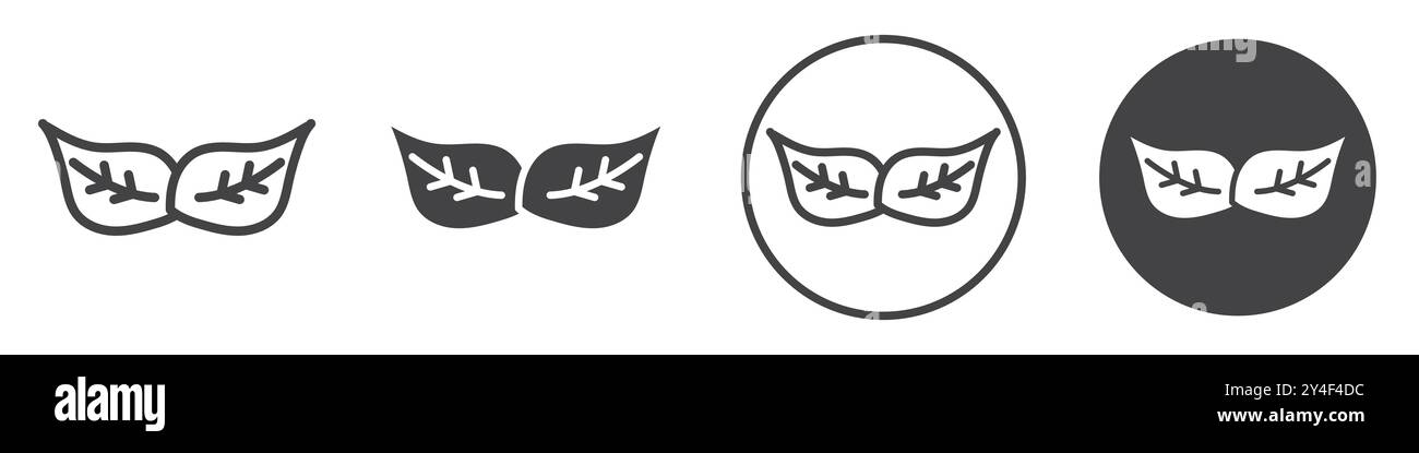 Leaf icon set in thin line outline style and linear vector sign Stock ...