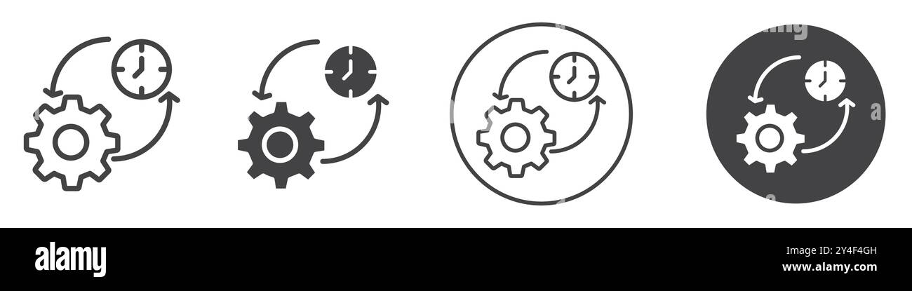 Time management icon set in thin line outline style and linear vector ...