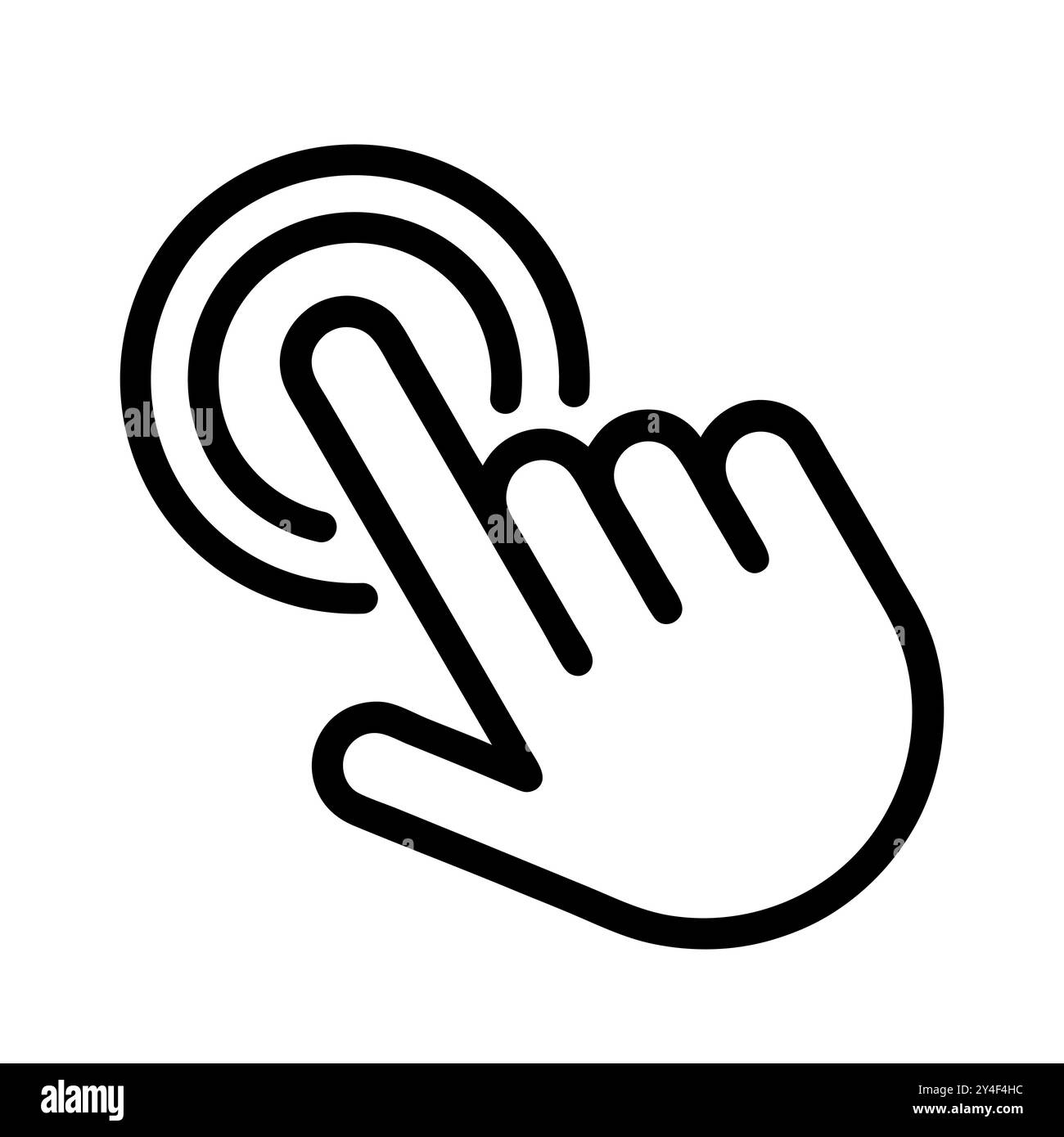 Click here icon. Hand pressing touch screen icon with concentric circles Stock Vector
