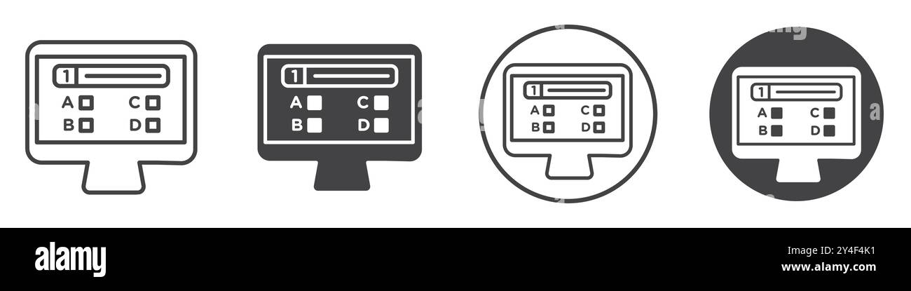 Online exam test icon set in thin line outline style and linear vector ...