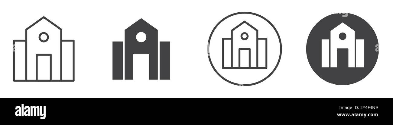 School icon set in thin line outline style and linear vector sign Stock ...
