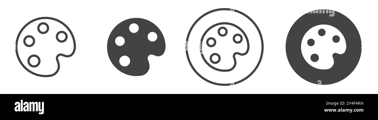Palette icon set in thin line outline style and linear vector sign ...