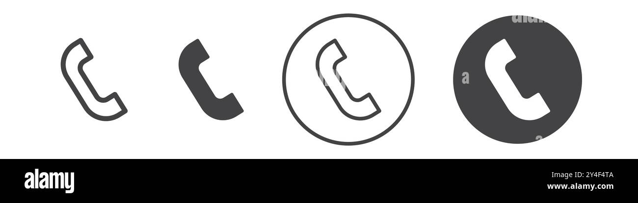 Phone icon set in thin line outline style and linear vector sign Stock ...