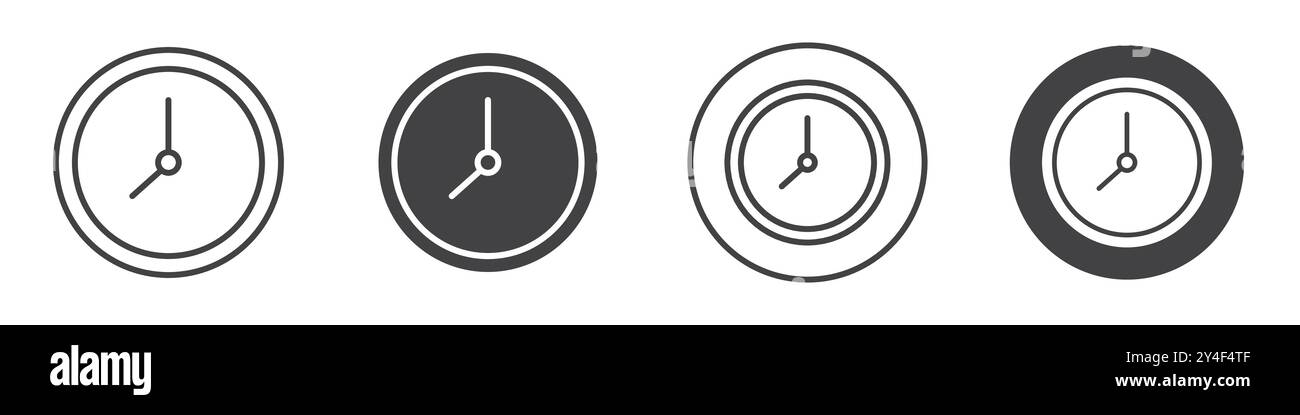 Time icon set in thin line outline style and linear vector sign Stock Vector