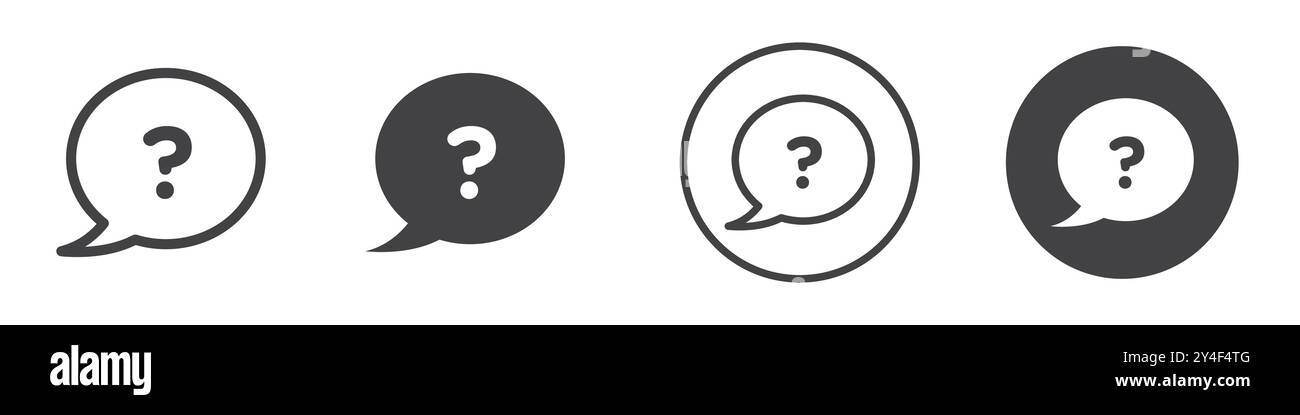 Question icon set in thin line outline style and linear vector sign ...