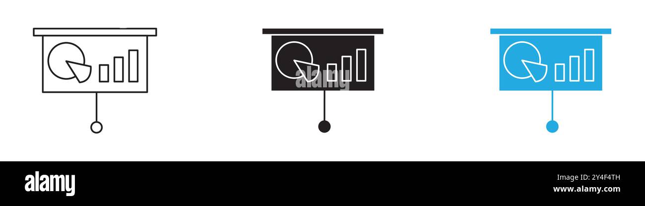 Presentation icon set in thin line outline style and linear vector sign Stock Vector