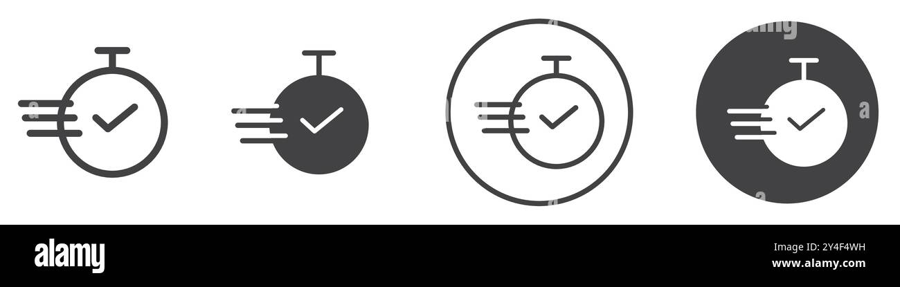 Time fast icon set in thin line outline style and linear vector sign ...