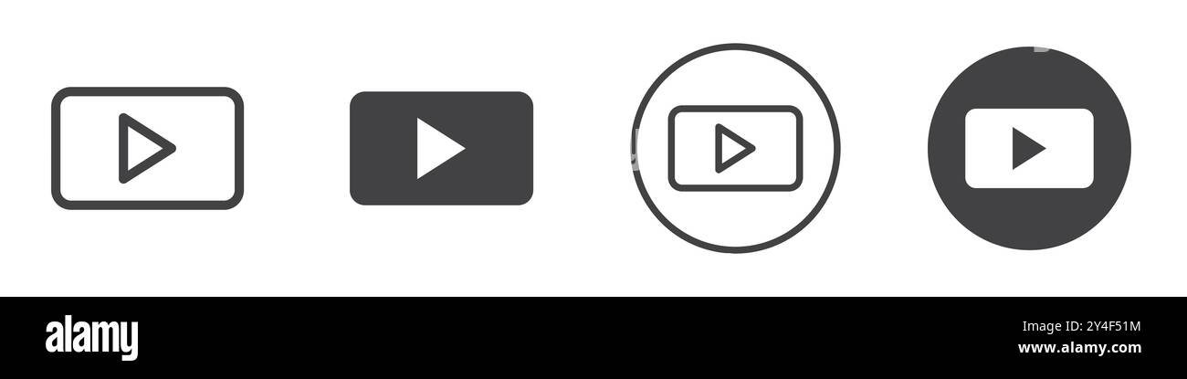 Video Icon set in thin line outline style and linear vector sign Stock ...