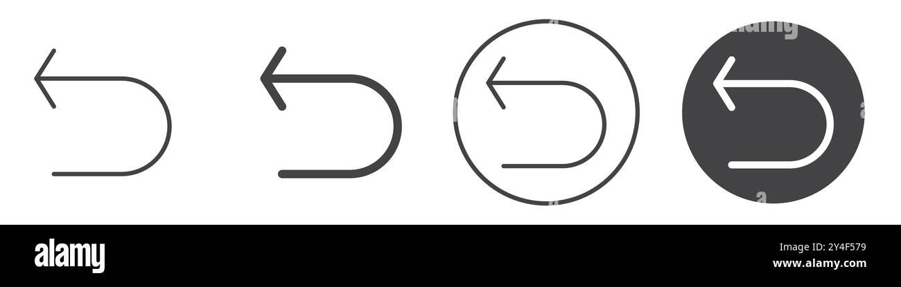 Undo icon set in thin line outline style and linear vector sign Stock ...